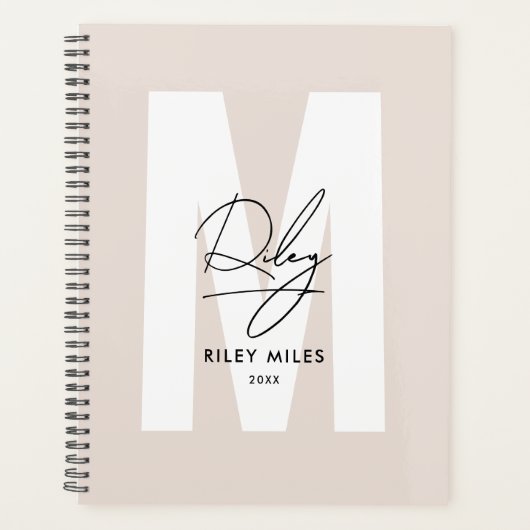 Script Monogram Blush Pink Moderne Chic Signatur Planer (Vorderseite)