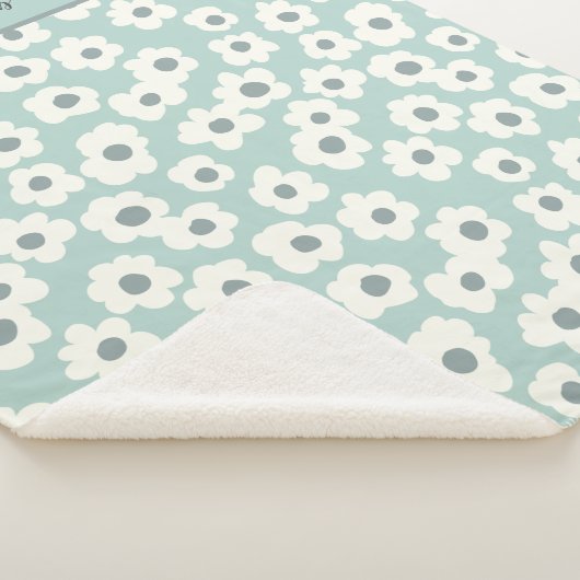 Script Monogram Boho Green White Grey Floral Sherpadecke (3/4)