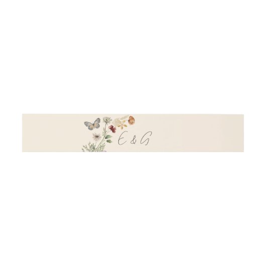 Script Monogram Boho Wildblume Wedding Einladungsbanderole (Flach)