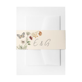Script Monogram Boho Wildblume Wedding Einladungsbanderole