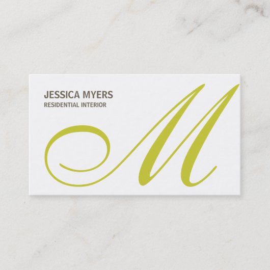 Script Monogram Business Card (Limon) Visitenkarte (Vorderseite)