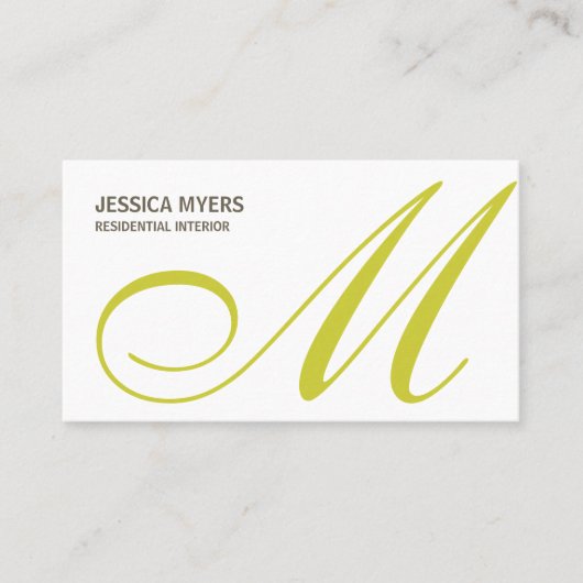 Script Monogram Business Card (Limon) Visitenkarte (Vorderseite)