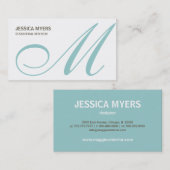 Script Monogram Business Card (Türkis) Visitenkarte (Vorne/Hinten)