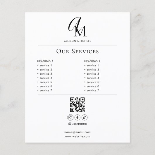 Script Monogram Business Photo QR Code Flyer (Hinten)