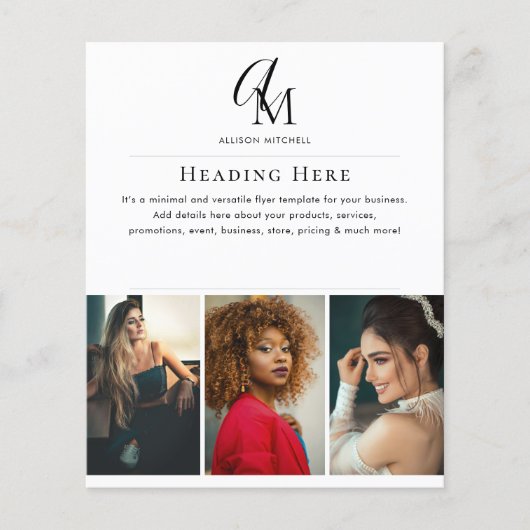 Script Monogram Business Photo QR Code Flyer (Vorne)