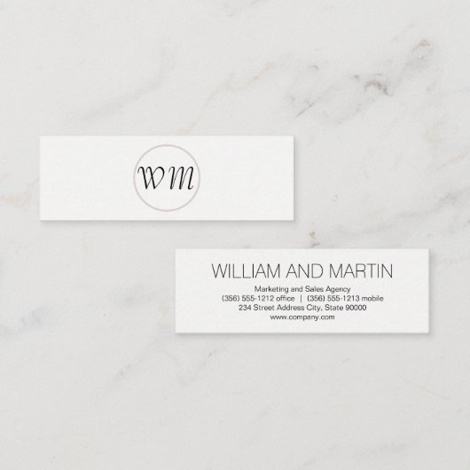 Script Monogram / Corporate Mini Visitenkarte (Vorne/Hinten)