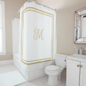 Script Monogram Elegant Gold Double Border Duschvorhang (Beispiel)