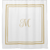 Script Monogram Elegant Gold Double Border Duschvorhang (Vorderseite)