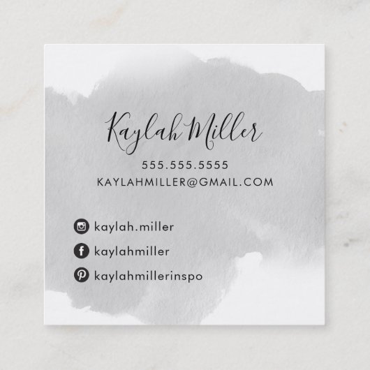 SCRIPT MONOGRAM elegante Initialen Graufarben Quadratische Visitenkarte (Rückseite)