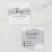 SCRIPT MONOGRAM elegante Initialen Graufarben Quadratische Visitenkarte (Vorne/Hinten)