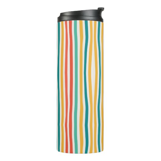 Script Monogram farbige Linien Thermal Tumbler Thermosbecher (Nach links gedreht)