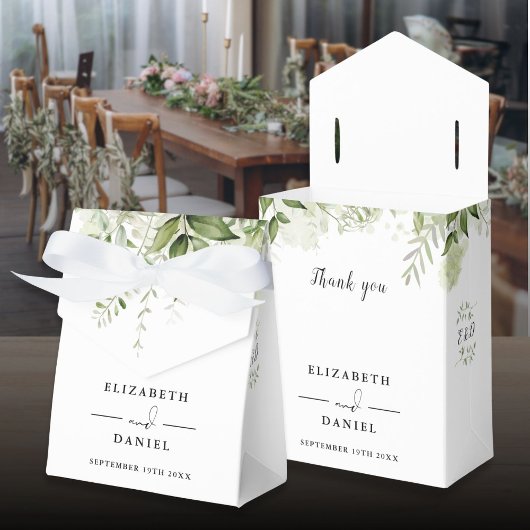 Script Monogram Floral Greenerity Wedding Geschenkschachtel