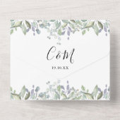 Script Monogram Floral QR Code Hochzeit All In One Einladung (Rückseite)
