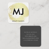 Script Monogram Gold Circular Brushed Quadratische Visitenkarte (Vorne/Hinten)