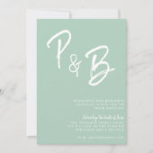 Script Monogram Handwriting Mint Pistachio Wedding Einladung (Vorderseite)