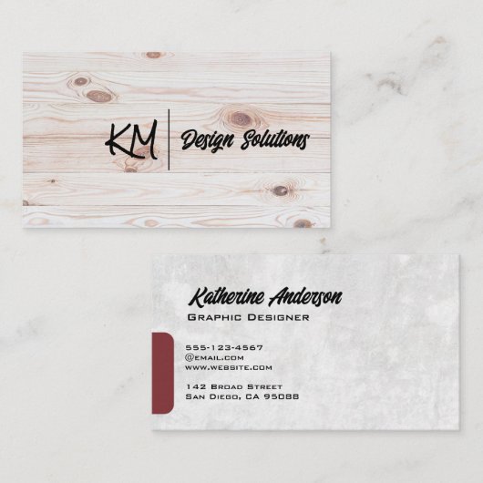 Script Monogram | Holzkappen Visitenkarte (Vorne/Hinten)