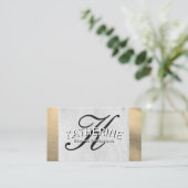 Script Monogram | Holzkörner | Goldfolie Visitenkarte (Stehend Vorderseite)