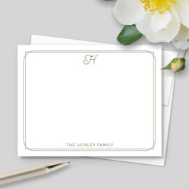 Script Monogram Hübsch Family Stationer Green Mitteilungskarte