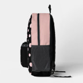 Script Monogram Individuelle Name Black Polka Dot Bedruckter Rucksack (Rechts)