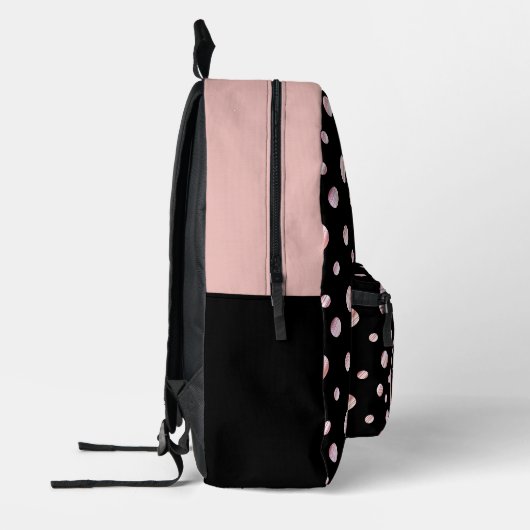 Script Monogram Individuelle Name Black Polka Dot  Bedruckter Rucksack (Links)