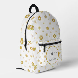 Script Monogram Individuelle Name Gold Polka Dot C Bedruckter Rucksack