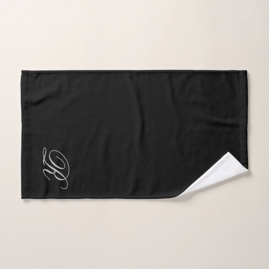 Script Monogram Initial Gray Black Bath Towel Set (Handtuch)