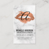 Script Monogram Kiss Stain Marble Visitenkarte (Vorderseite)