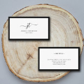 Script Monogram Minimal Black & White Luxe Visitenkarte