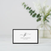 Script Monogram Minimal Black & White Luxe Visitenkarte (Stehend Vorderseite)
