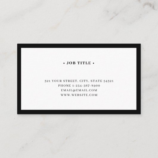 Script Monogram Minimal Black & White Luxe Visitenkarte (Rückseite)