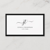 Script Monogram Minimal Black & White Luxe Visitenkarte (Vorderseite)