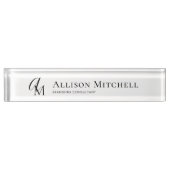 Script Monogram Minimalist Elgeant Desk Nameplate Namensplakette (Vorderseite)