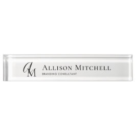 Script Monogram Minimalist Elgeant Desk Nameplate Namensplakette