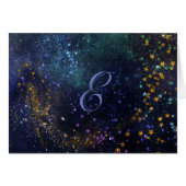 Script Monogram Mitteilungskarten-Starry Night (Vorderseite (Horizontal))