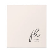 Script Monogram Modern Minimal Blush Pink Einfach Notizblock (Vorderseite)