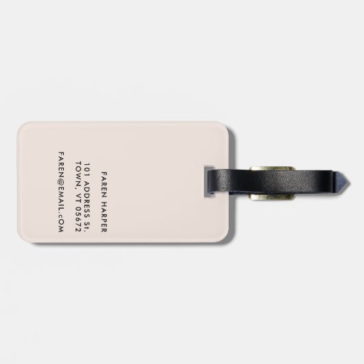 Script Monogram Modern Simple Eleganush Blush Pink Gepäckanhänger (Rückseite horizontal)