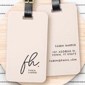 Script Monogram Modern Simple Eleganush Blush Pink Gepäckanhänger