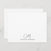 Script Monogram Moderne Stationierung Mitteilungskarte (Vorne/Hinten)