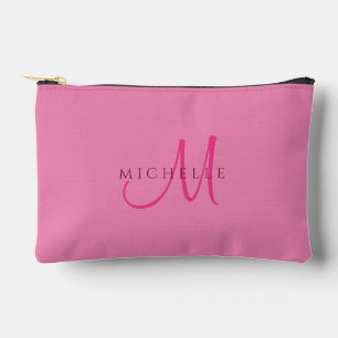 Script Monogram Niedlich Pink Solid Color Personal Zubehörtasche