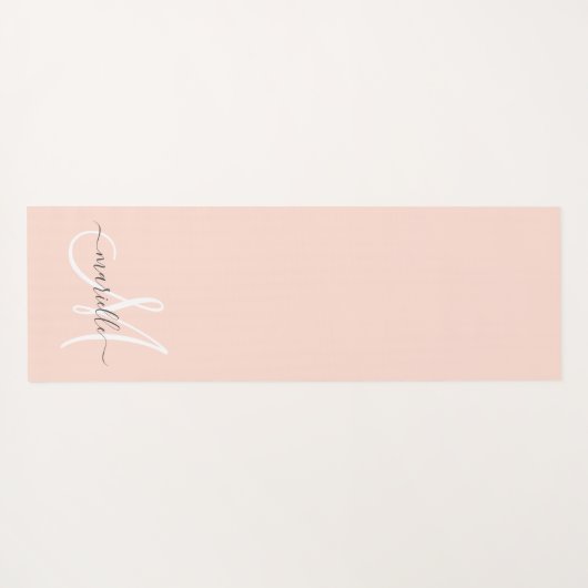 Script Monogram Peach Pink Yogamatte (Rückseite (Horizontal))
