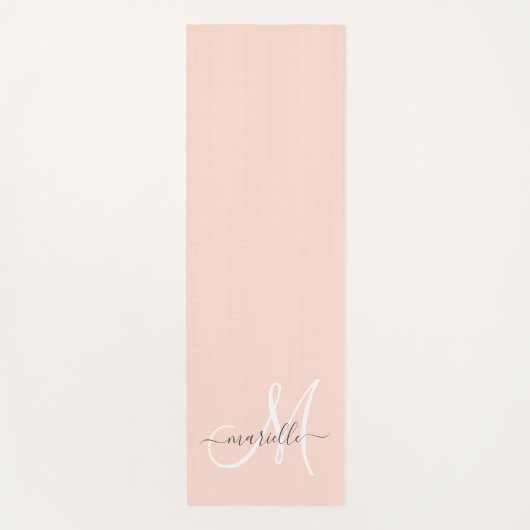 Script Monogram Peach Pink Yogamatte (Vorderseite)