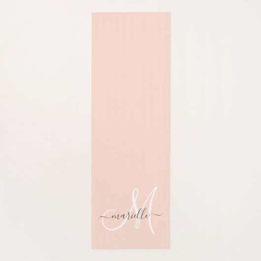 Script Monogram Peach Pink Yogamatte (Rückseite)