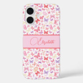 Script Monogram Pink Lila Gelbe Schmetterlinge Case-Mate iPhone Hülle (Rückseite)