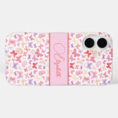 Script Monogram Pink Lila Gelbe Schmetterlinge Case-Mate iPhone Hülle (Rückseite (Horizontal))