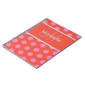 Script Monogram Pink Orange Polka Dots Notizblock (Linke Seite)