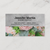 Script Monogram Pink Roses Blume Visitenkarte (Rückseite)