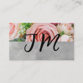 Script Monogram Pink Roses Blume Visitenkarte (Vorderseite)