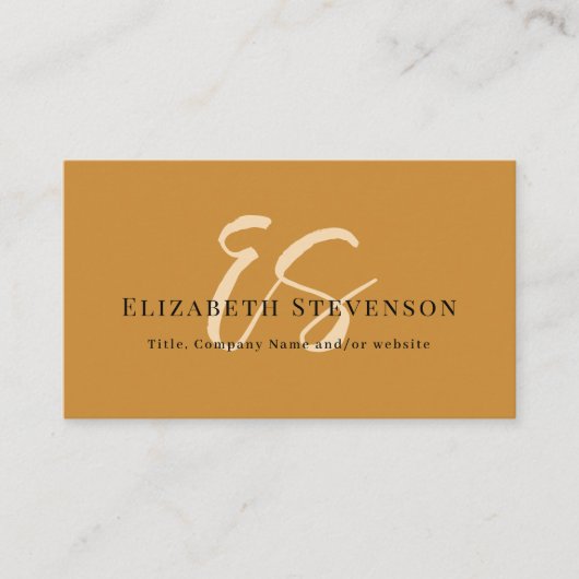 Script Monogram QR Code Foto Tan Brown Girly Visitenkarte (Vorderseite)