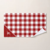 Script Monogram Red White Buffalo Kariertes Muster Badhandtuch Set (Handtuch)