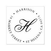 Script Monogram Round-Rücksendeadresse Permastempel (Design)